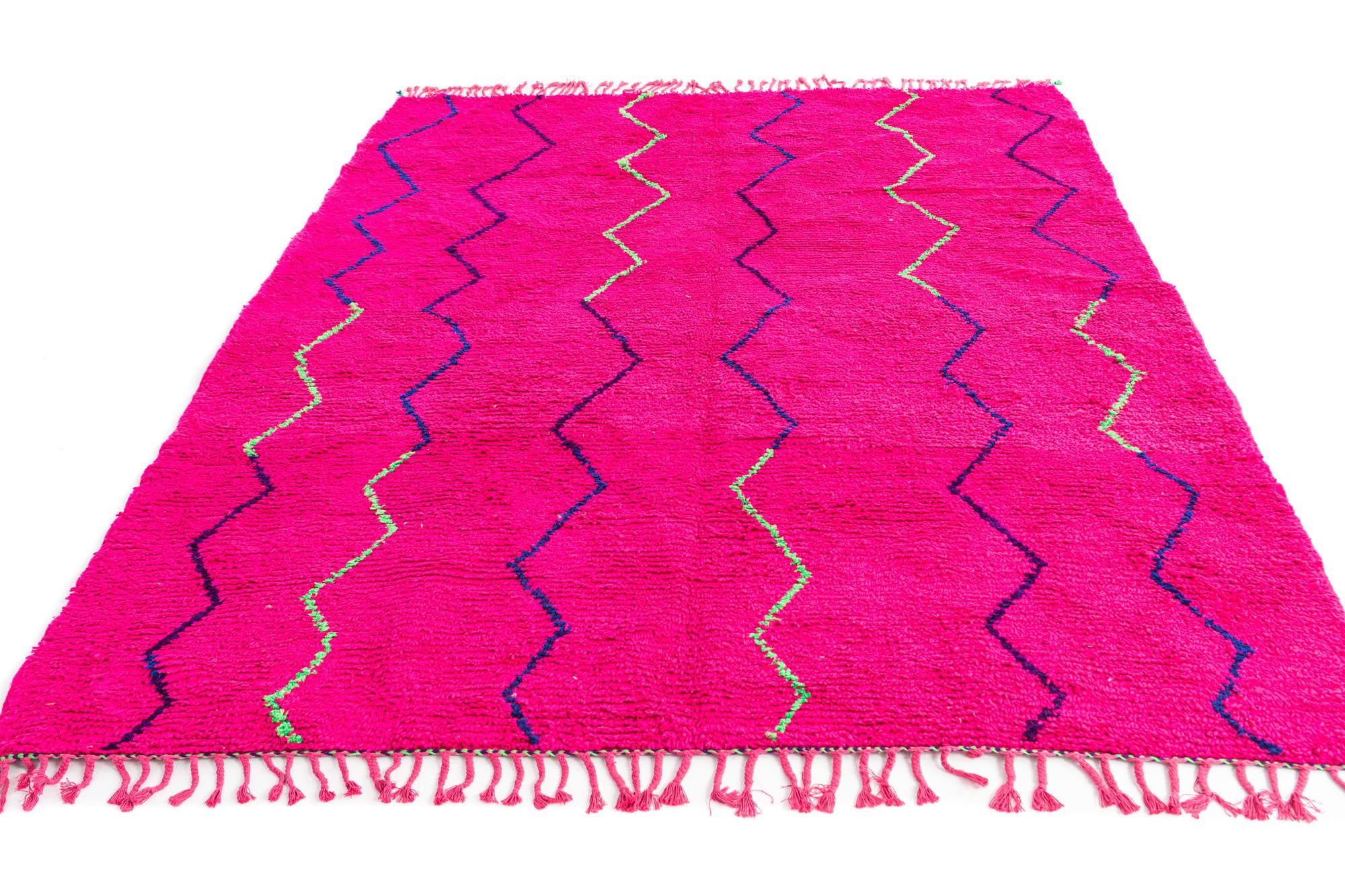 7' 3 x 9' 1 Hand Knotted Moroccan Wool Rug