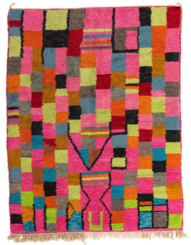 Detail image of 4' 10 x 8' 9 Hand Knotted Moroccan Wool Rug