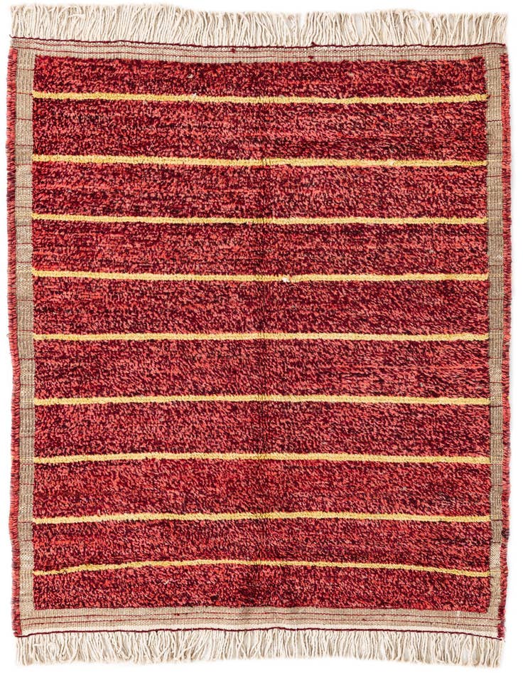 Detail image of 4' 2 x 6' 3 Hand Knotted Moroccan Wool Rug