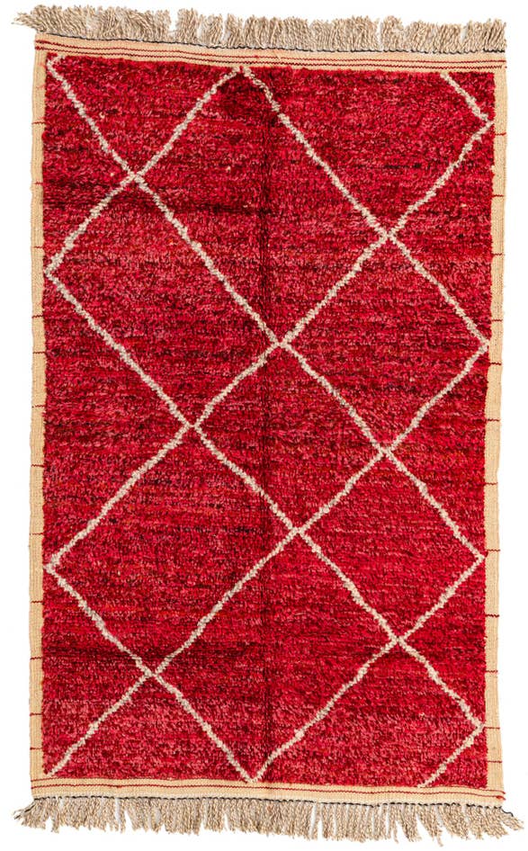 Detail image of 4' 1 x 6' 7 Hand Knotted Moroccan Wool Rug