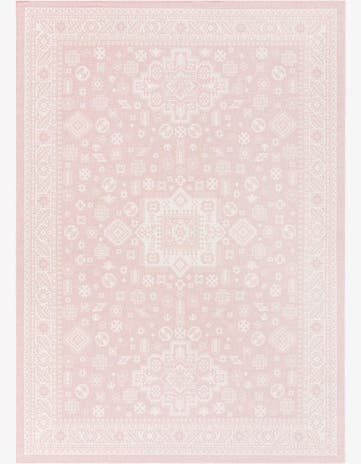Pink Easy-Clean Aztec Indoor / Outdoor Rug