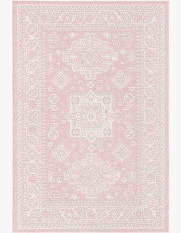 Pink Easy-Clean Aztec Indoor / Outdoor Rug