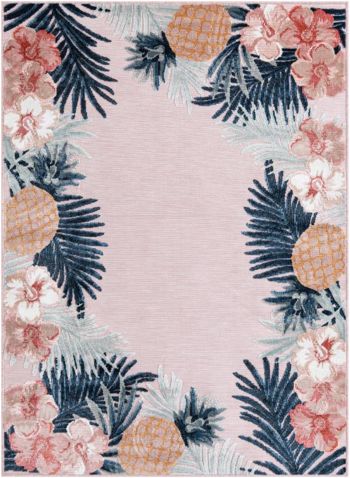 Detail image of 4' 5 x 6' Easy-Clean Botanical Indoor / Outdoor Rug