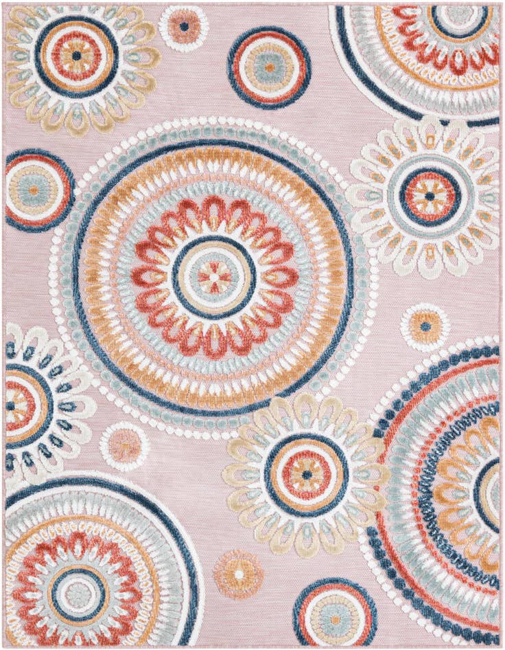 Detail image of 4' 5 x 6' Easy-Clean Botanical Indoor / Outdoor Rug