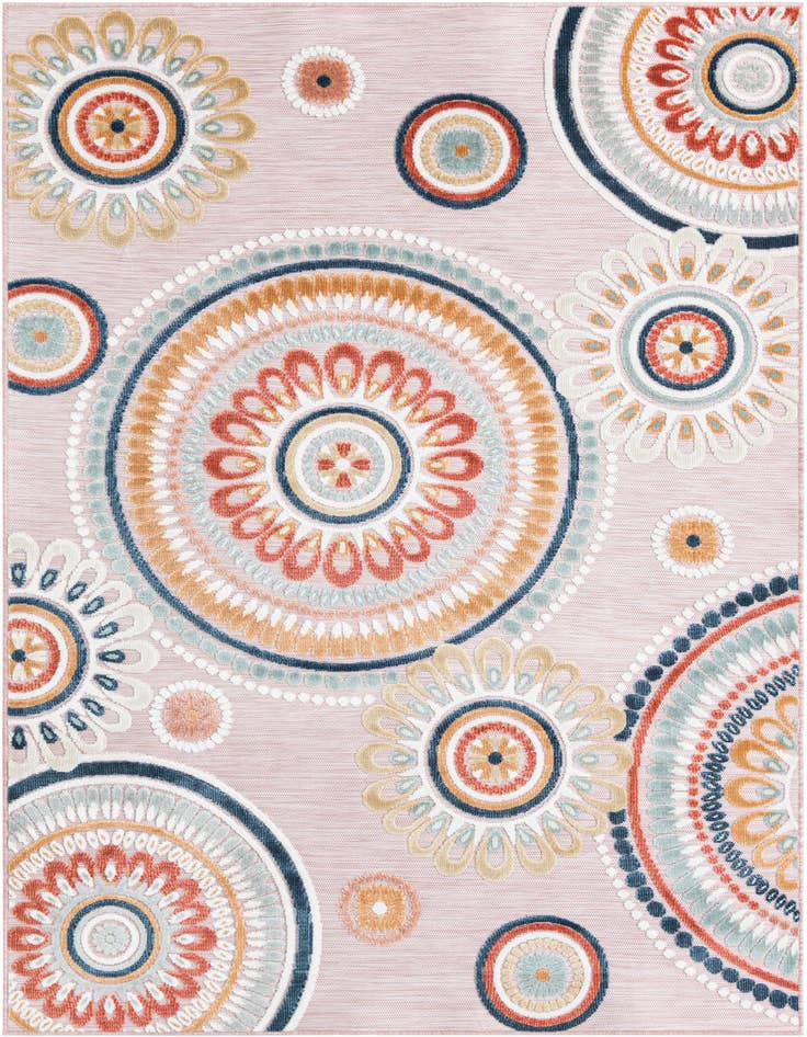 Detail image of 5' 2 x 8' Easy-Clean Botanical Indoor / Outdoor Rug