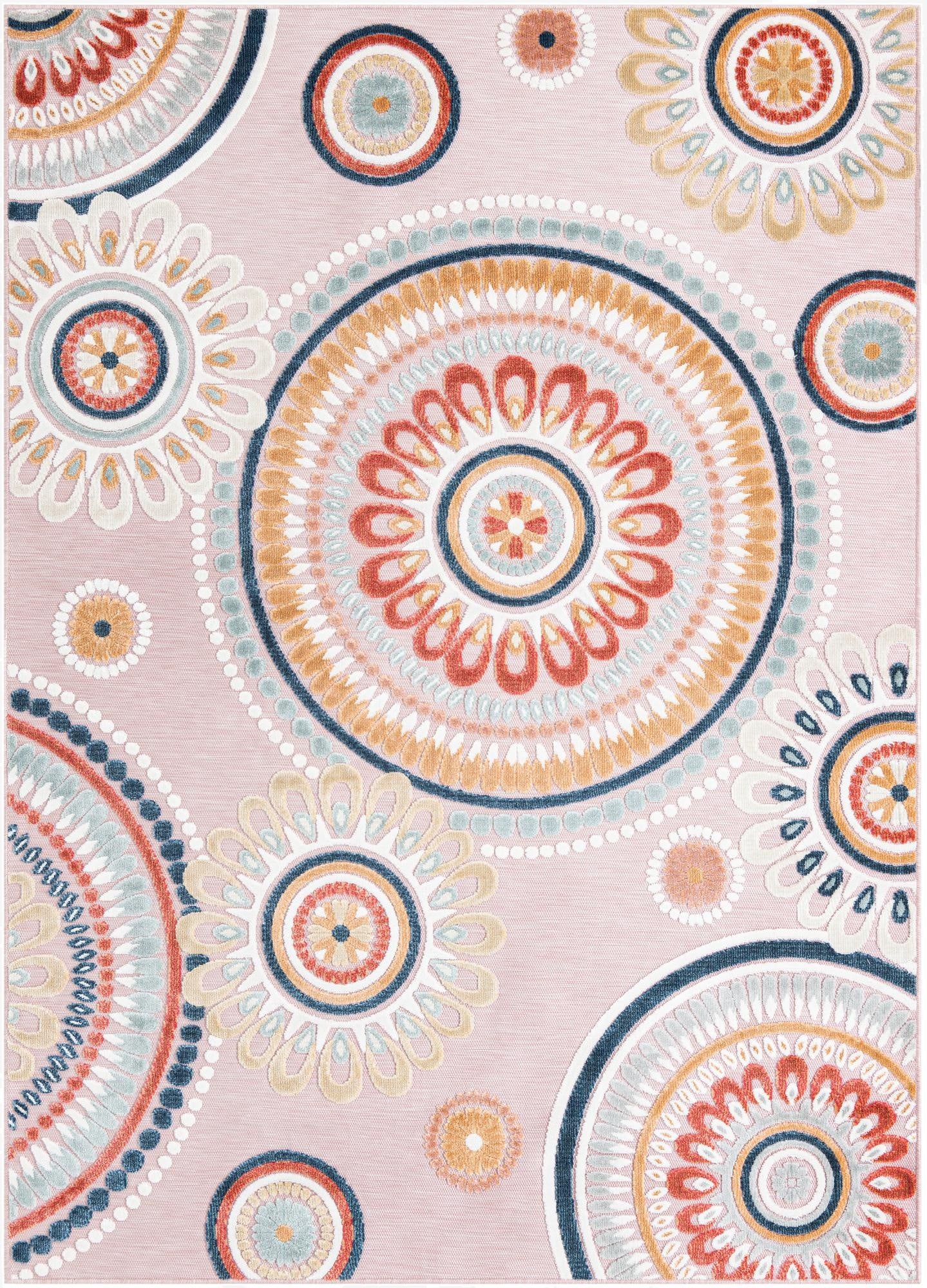 Primary image 6' 4 x 9'  Washable Botanical Indoor / Outdoor Rug