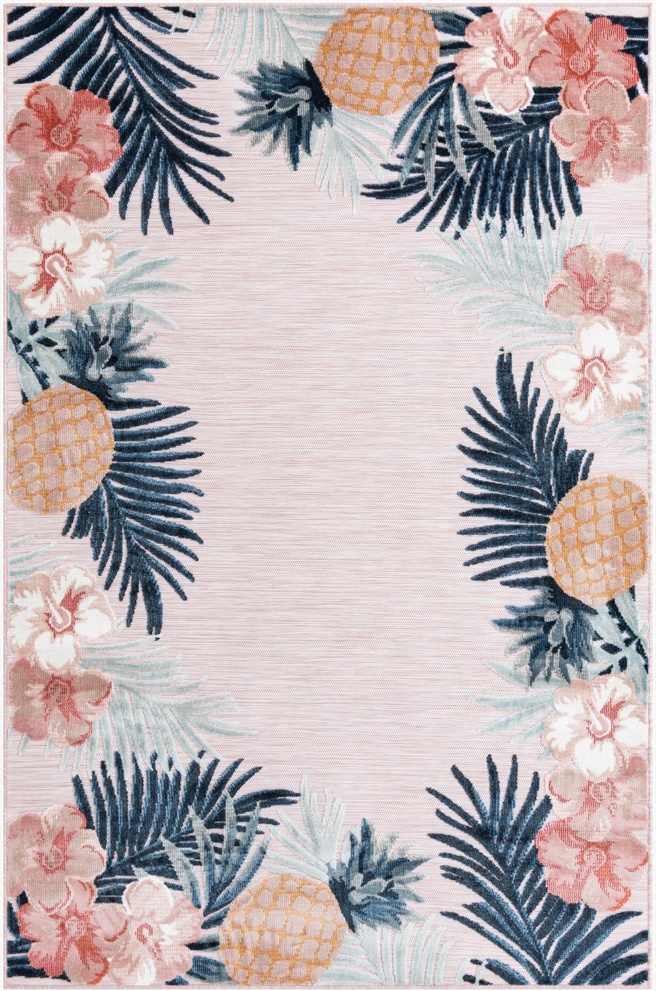 5' 2 x 8'  Washable Botanical Indoor / Outdoor Rug
