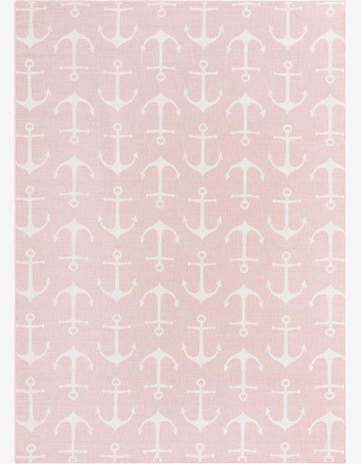 Pink Easy-Clean Coastal Indoor / Outdoor Rug