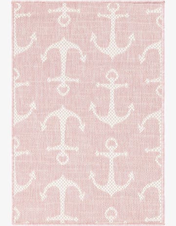 Pink Easy-Clean Coastal Indoor / Outdoor Rug