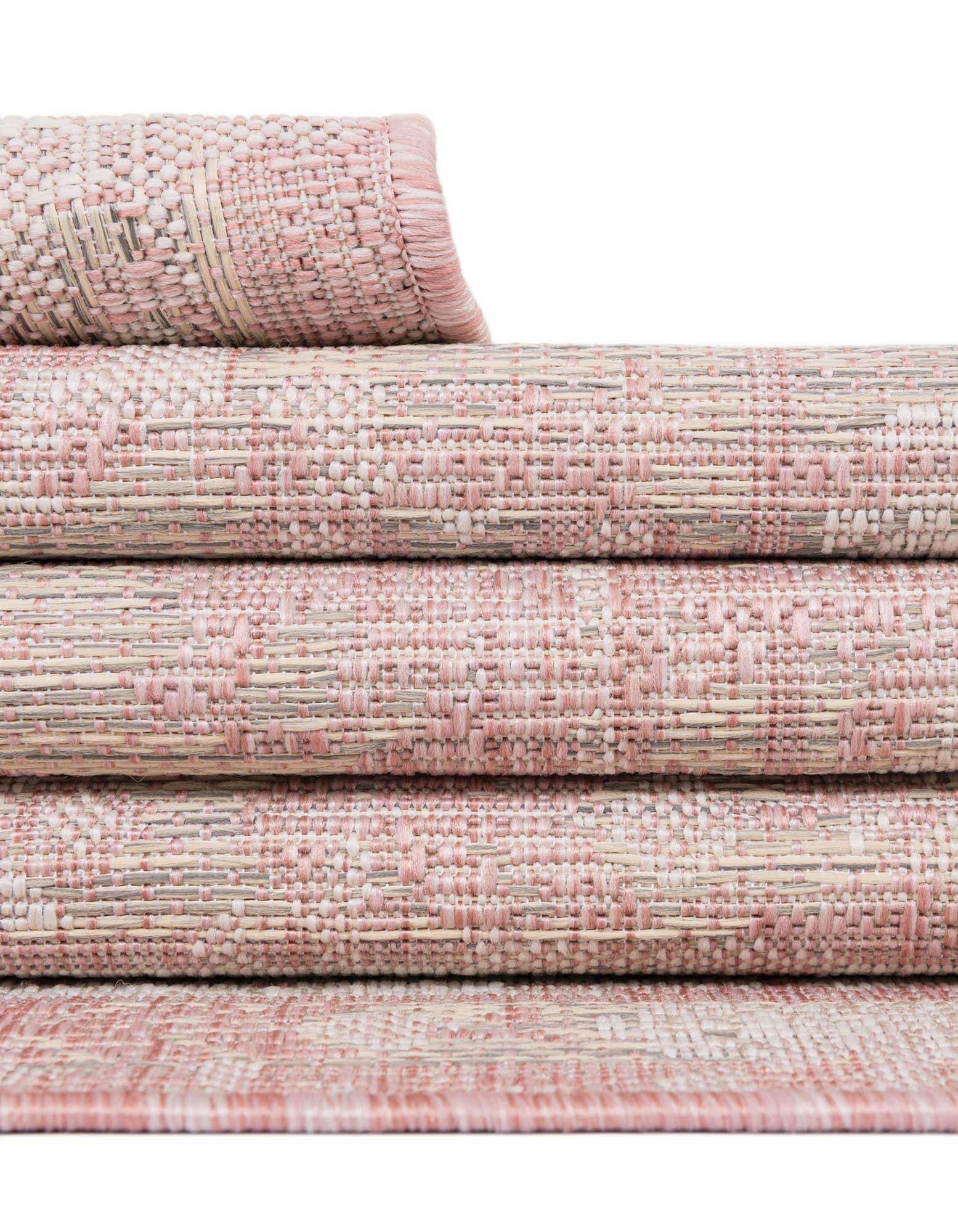 Custom Pink Easy-Clean Traditional Indoor / Outdoor Rug