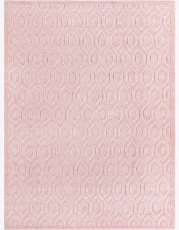 Pink Easy-Clean Trellis Textured Indoor / Outdoor Rug