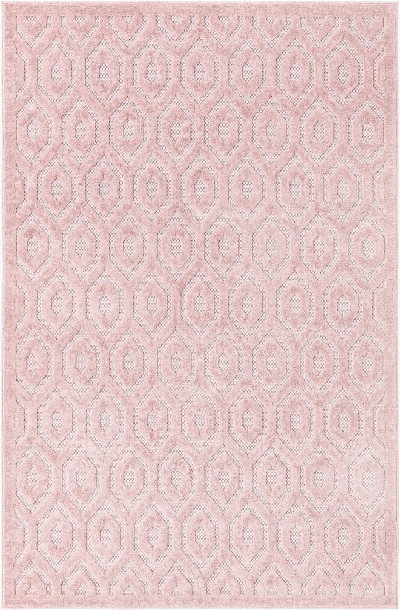 5' 3 x 8'  Washable Trellis Textured Indoor / Outdoor Rug