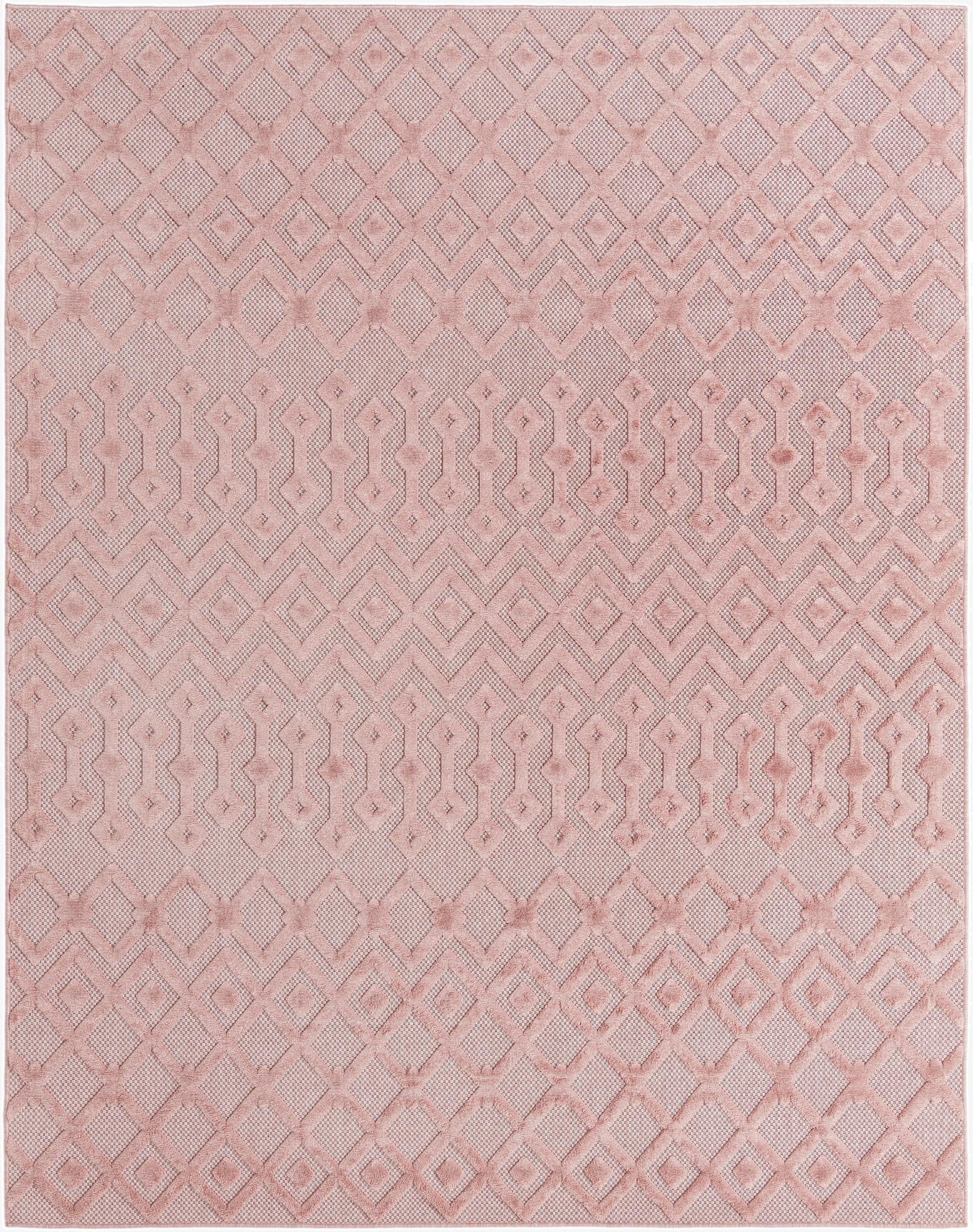 Primary image 7' 10 x 10'  Washable Trellis Textured Indoor / Outdoor Rug