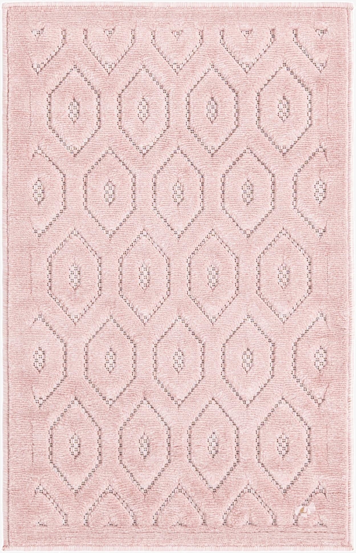 Primary image 2' x 3'  Washable Trellis Textured Indoor / Outdoor Rug