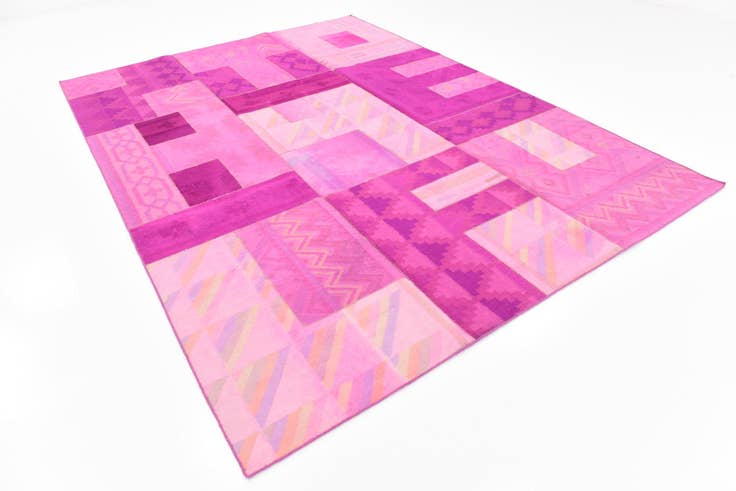 Detail image of 7' 3 x 10' Hand Woven Patchwork Wool Rug