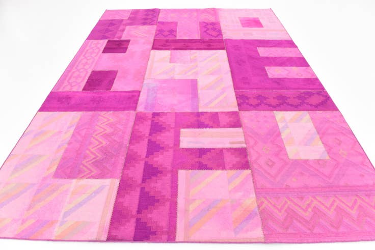 Detail image of 7' 3 x 10' Hand Woven Patchwork Wool Rug