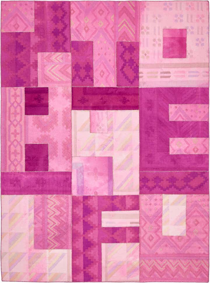 7' 3 x 10' Hand Woven Patchwork Wool Rug
