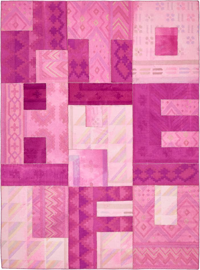 Detail image of 7' 3 x 10' Hand Woven Patchwork Wool Rug