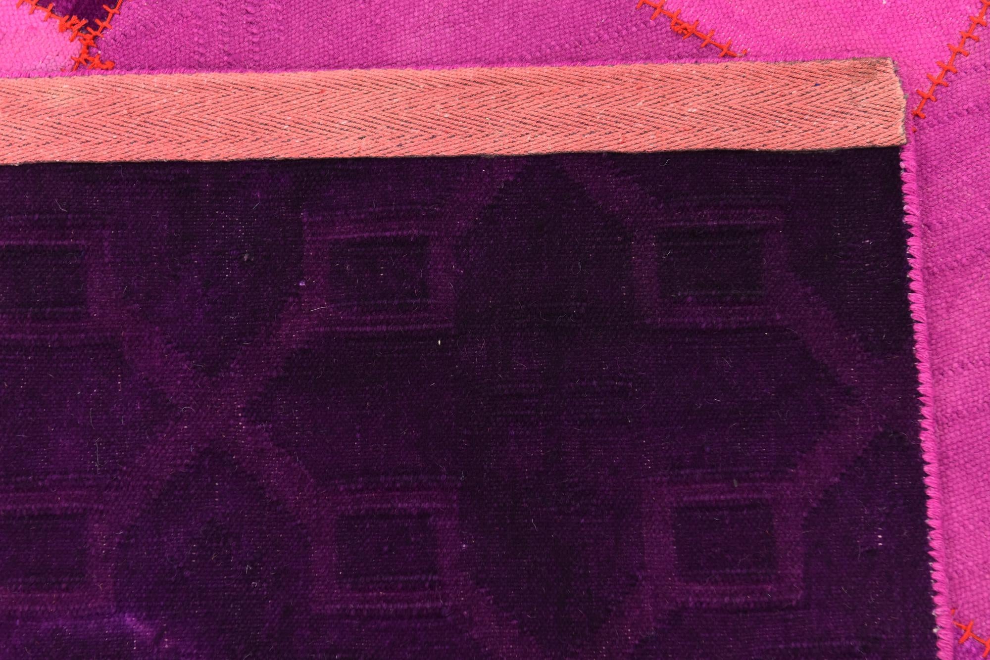 7' 2 x 9' 10 Hand Woven Patchwork Wool Rug