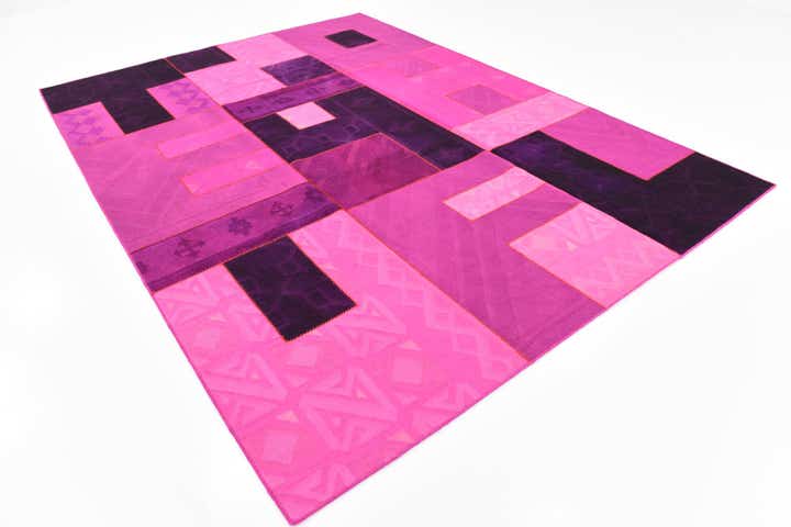 7' 2 x 9' 10 Hand Woven Patchwork Wool Rug