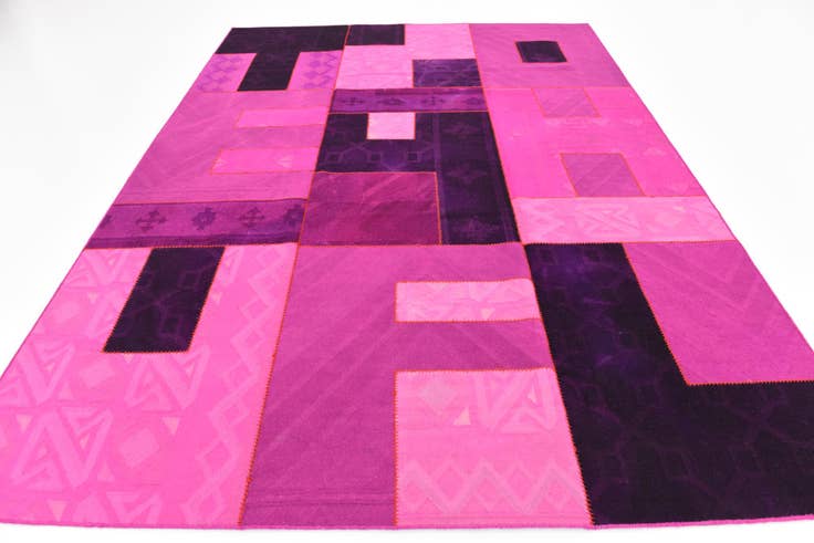 Detail image of 7' 2 x 9' 10 Hand Woven Patchwork Wool Rug