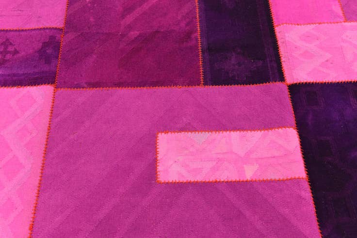 Detail image of 7' 2 x 9' 10 Hand Woven Patchwork Wool Rug