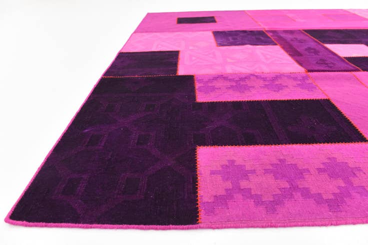 Detail image of 7' 2 x 9' 10 Hand Woven Patchwork Wool Rug