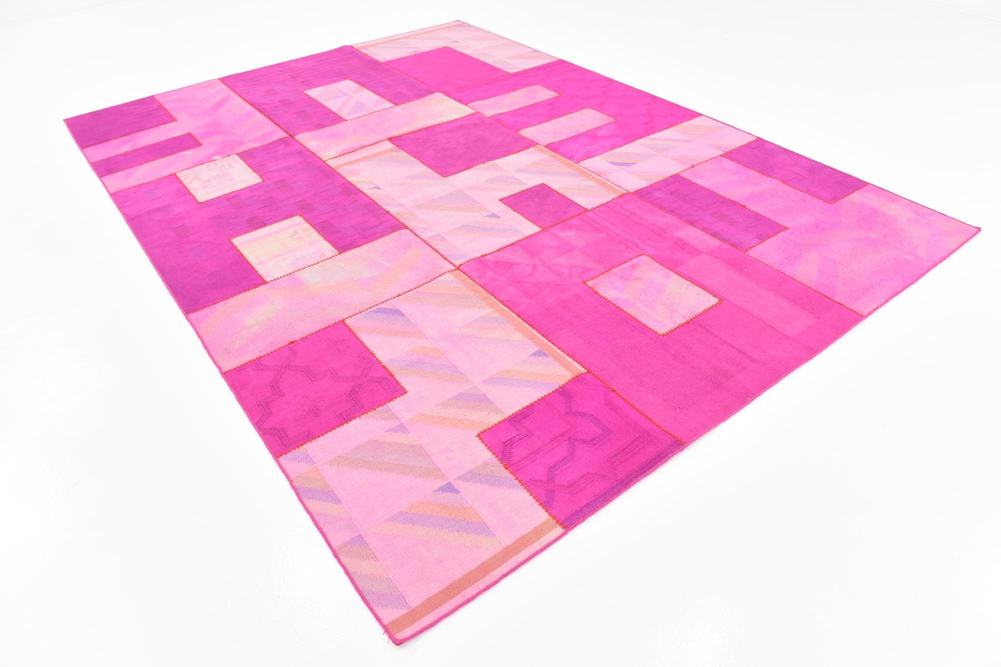7' 3 x 10' Hand Woven Patchwork Wool Rug