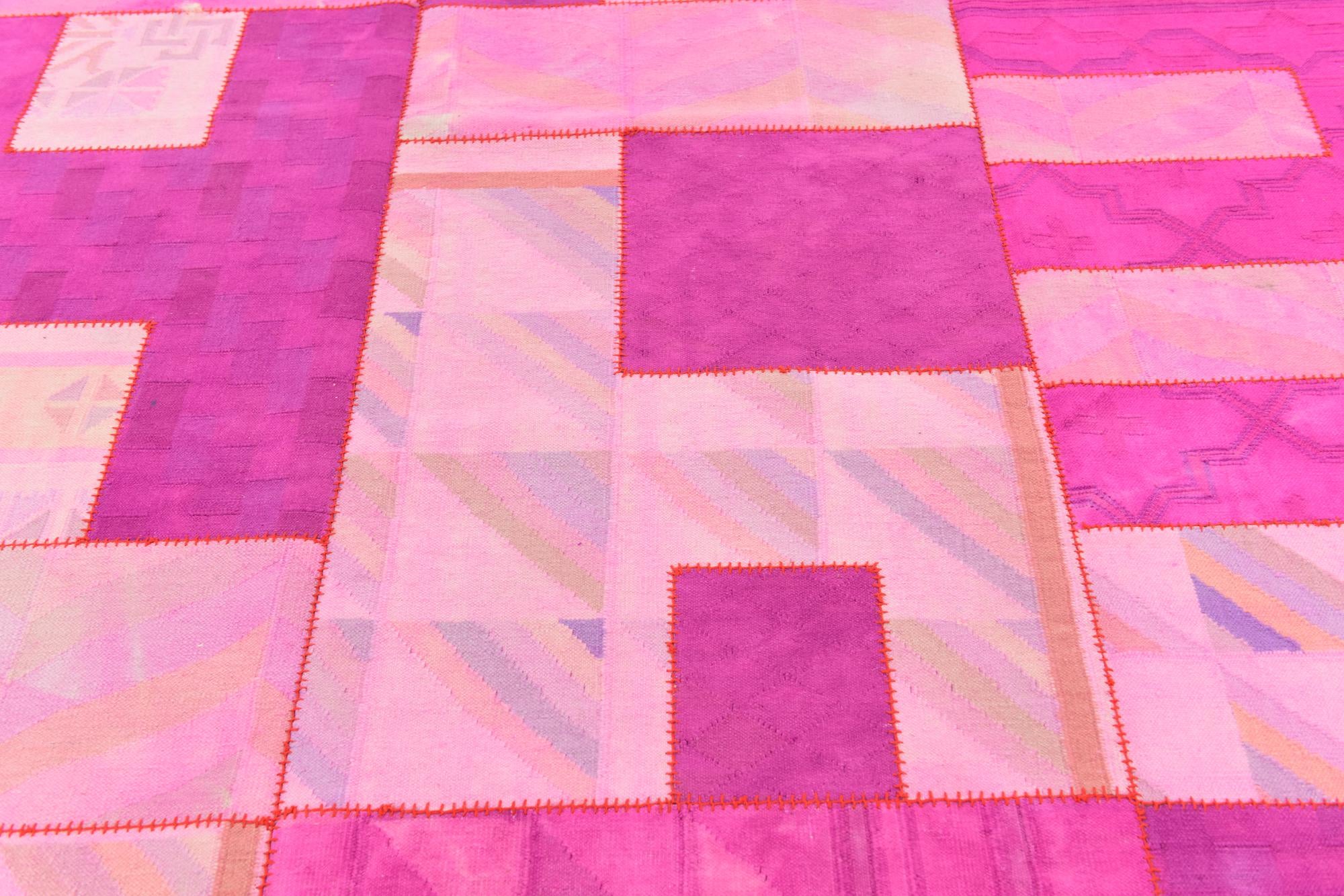 7' 3 x 10' Hand Woven Patchwork Wool Rug