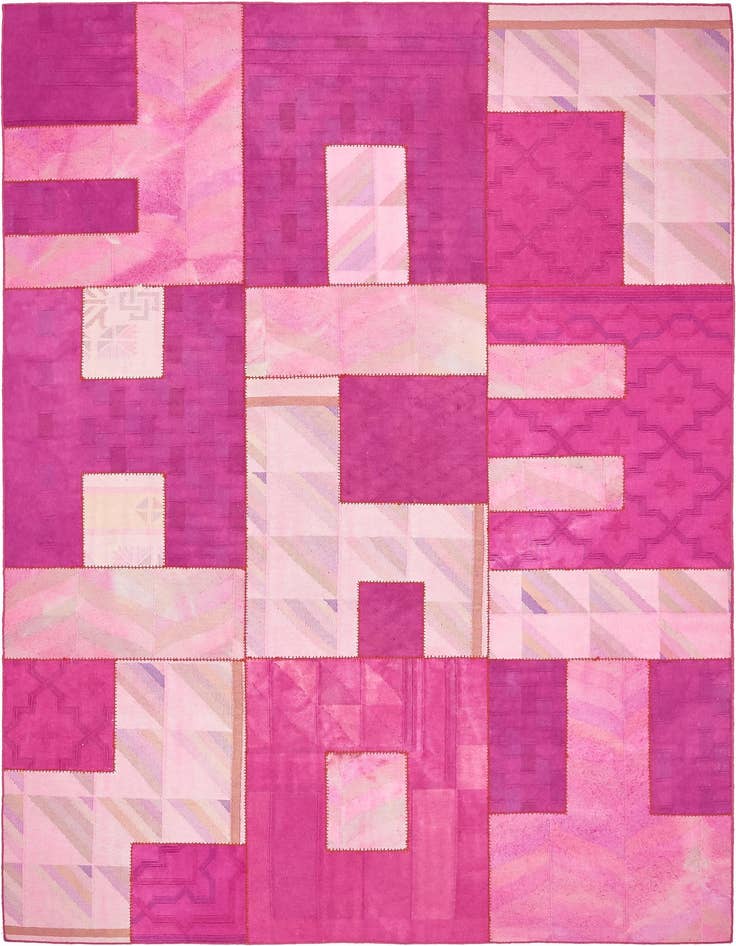 Detail image of 7' 3 x 10' Hand Woven Patchwork Wool Rug