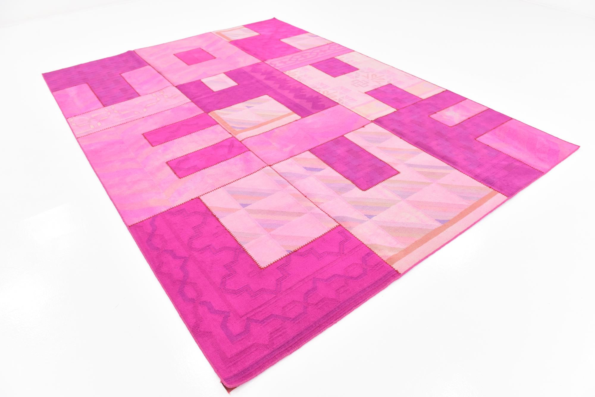 7' 4 x 10' Hand Woven Patchwork Wool Rug