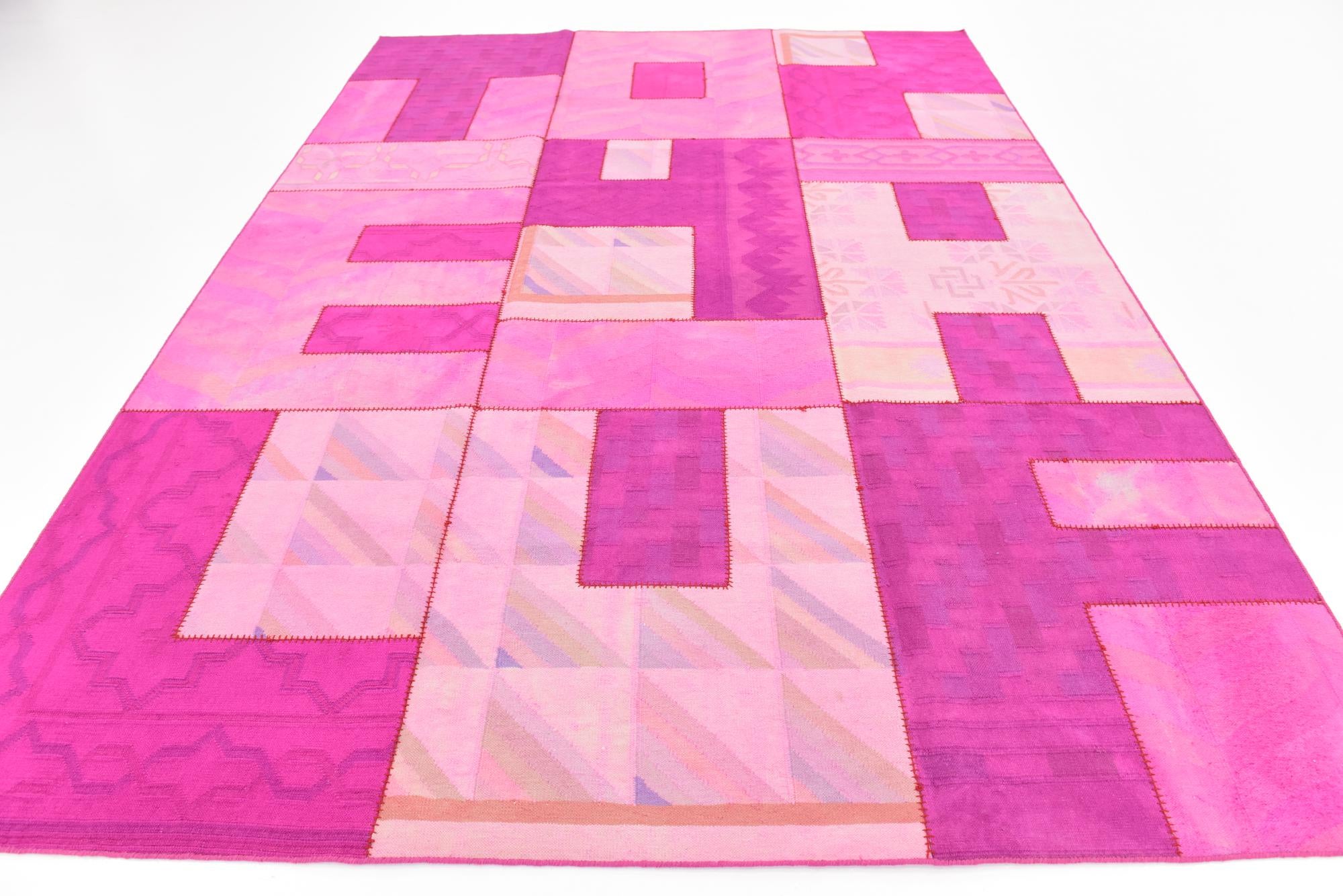 7' 4 x 10' Hand Woven Patchwork Wool Rug