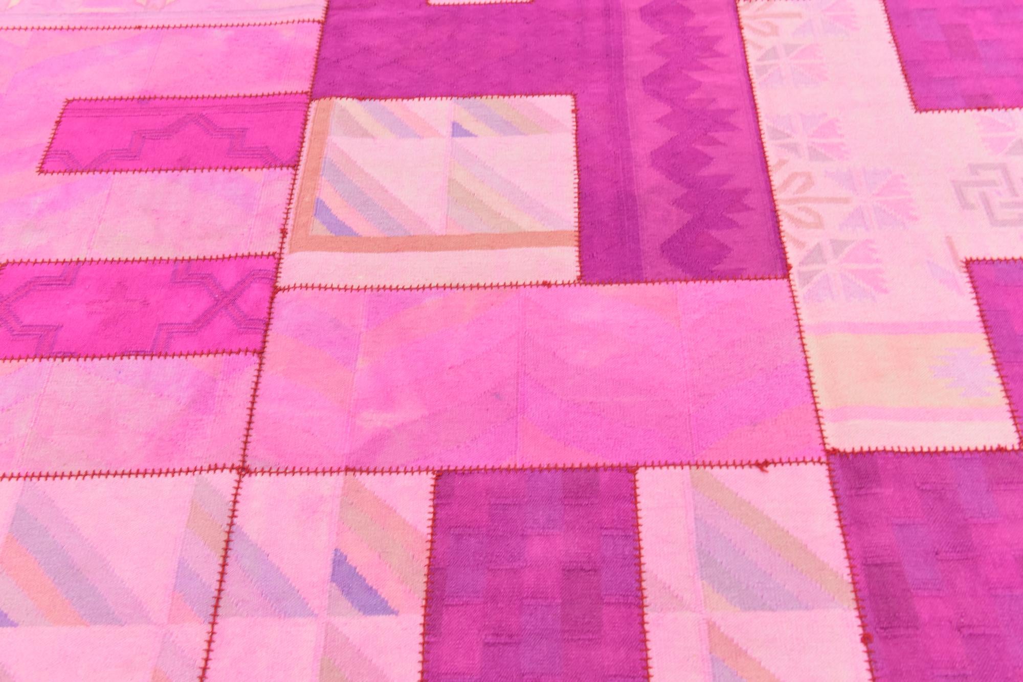 7' 4 x 10' Hand Woven Patchwork Wool Rug
