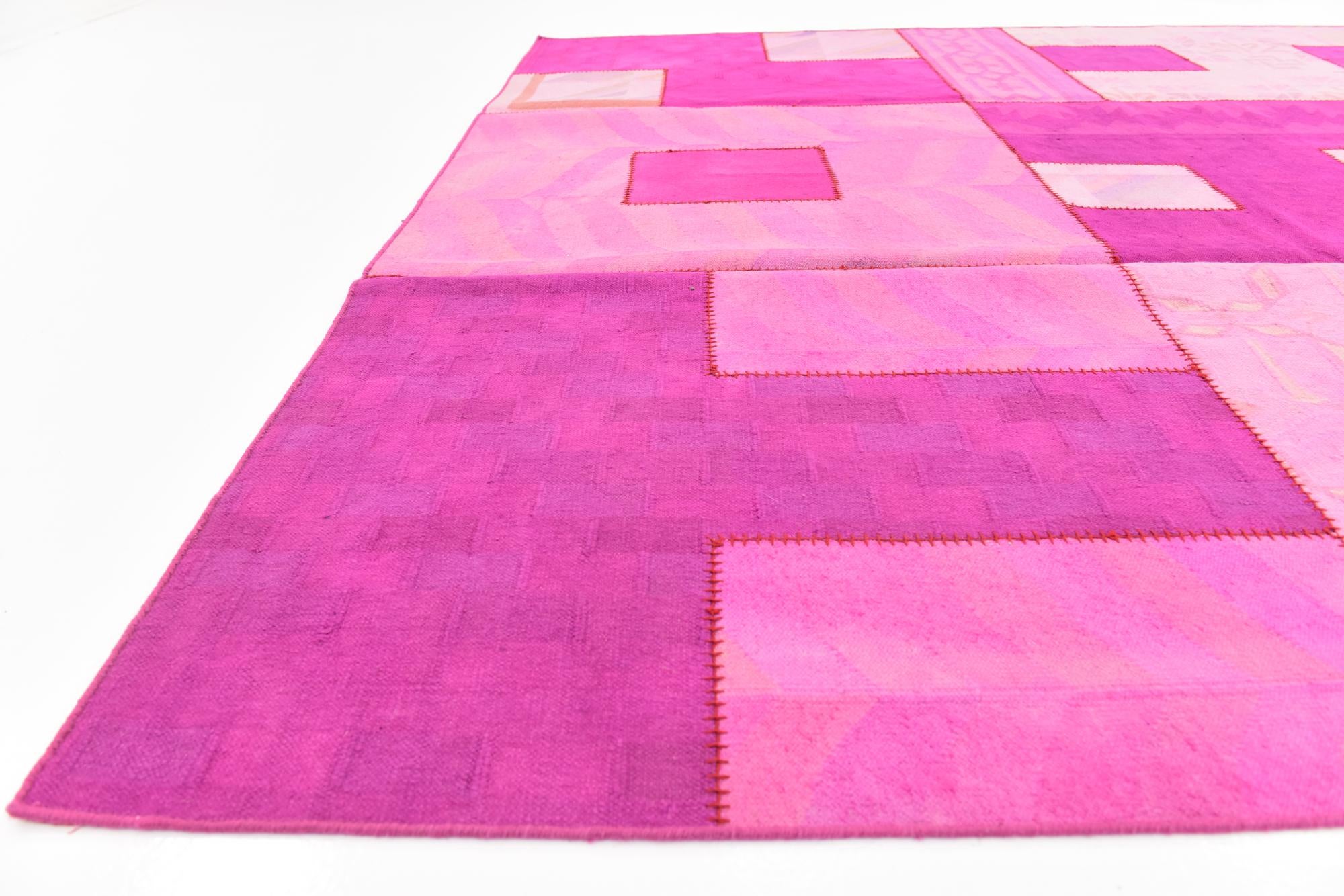 7' 4 x 10' Hand Woven Patchwork Wool Rug