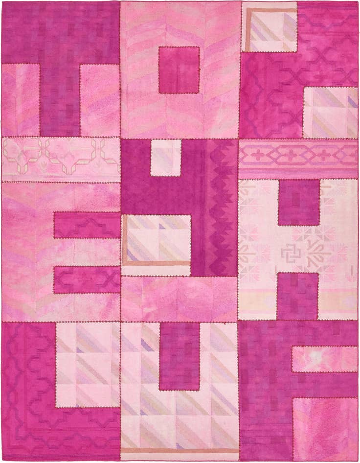 Detail image of 7' 4 x 10' Hand Woven Patchwork Wool Rug
