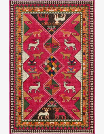 Pink Washable Santa Fe Rug