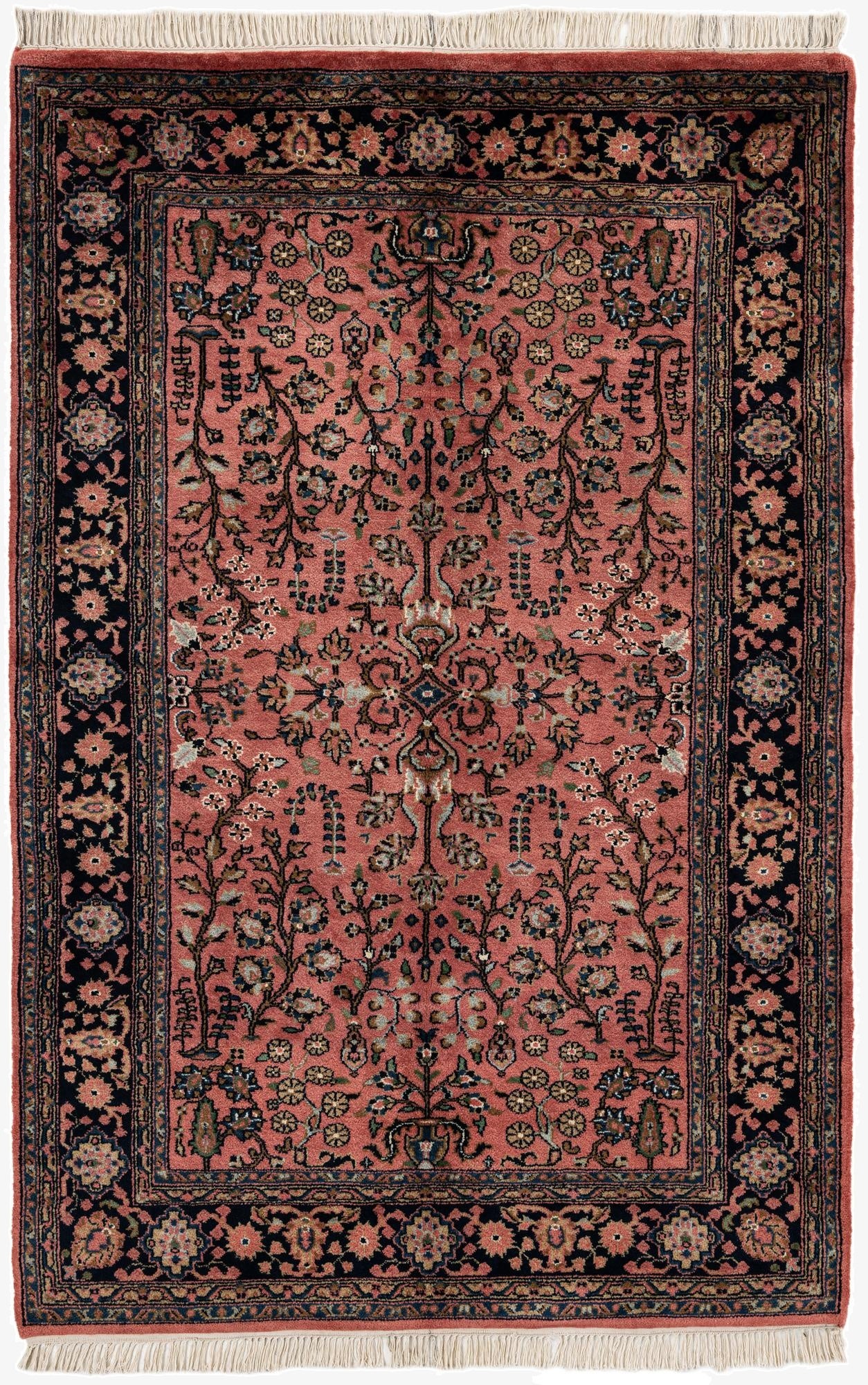 4' 6 x 6' 10  Hand Knotted Sarough Oriental Wool Rug