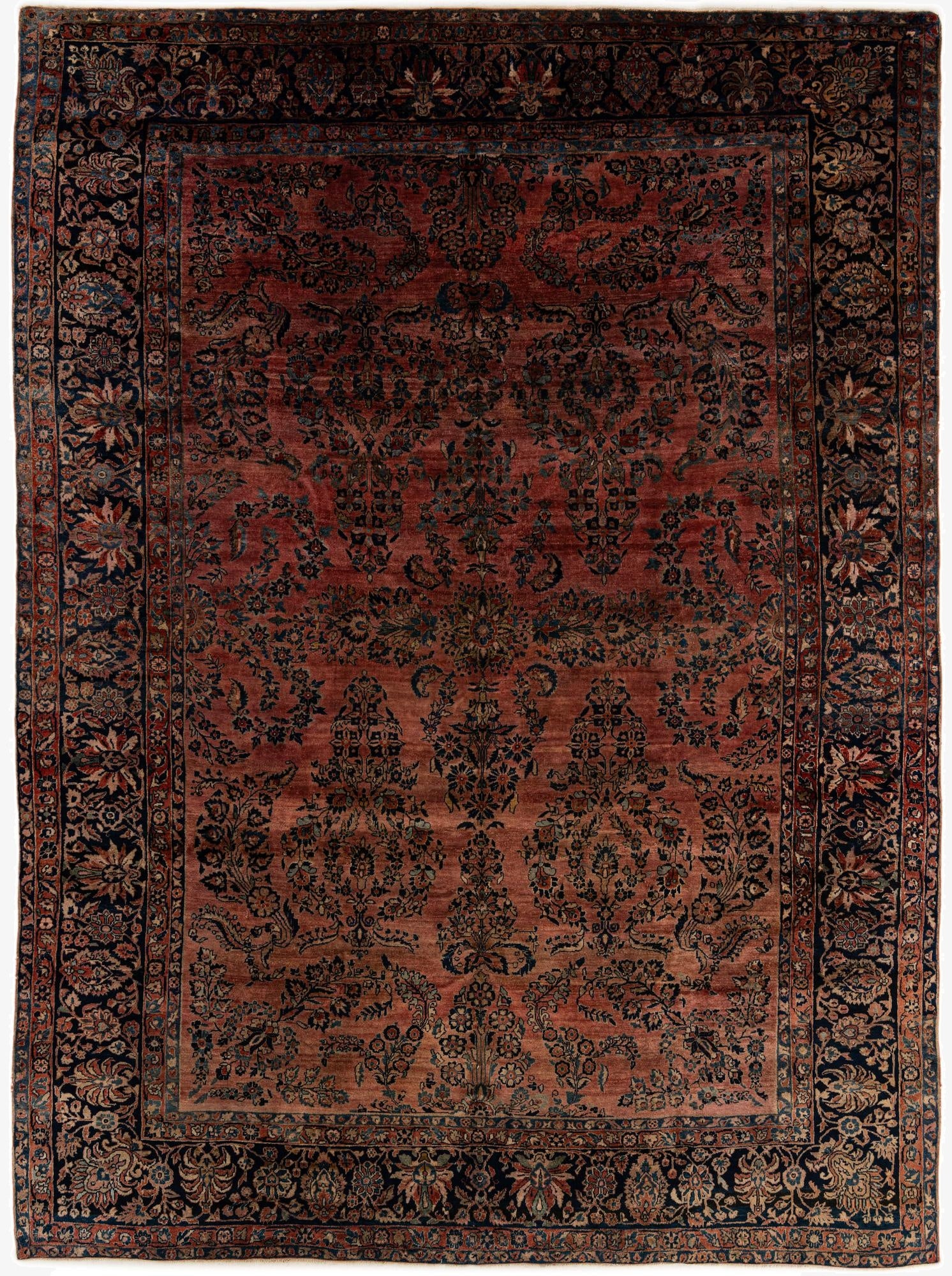 8' 8 x 11' 6  Hand Knotted Sarough Persian Wool Rug