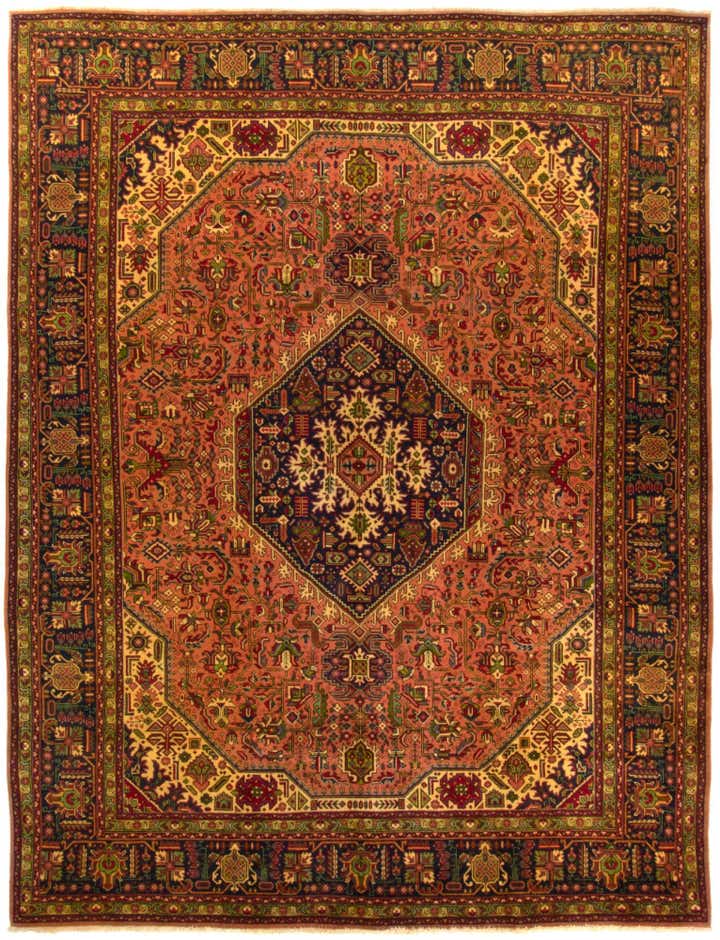 9' 8 x 12' 8 Hand Knotted Tabriz Persian Wool Rug