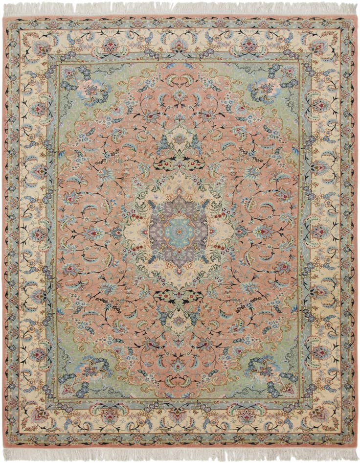 Detail image of 6' 6 x 9' 8 Hand Knotted Tabriz Persian Rug