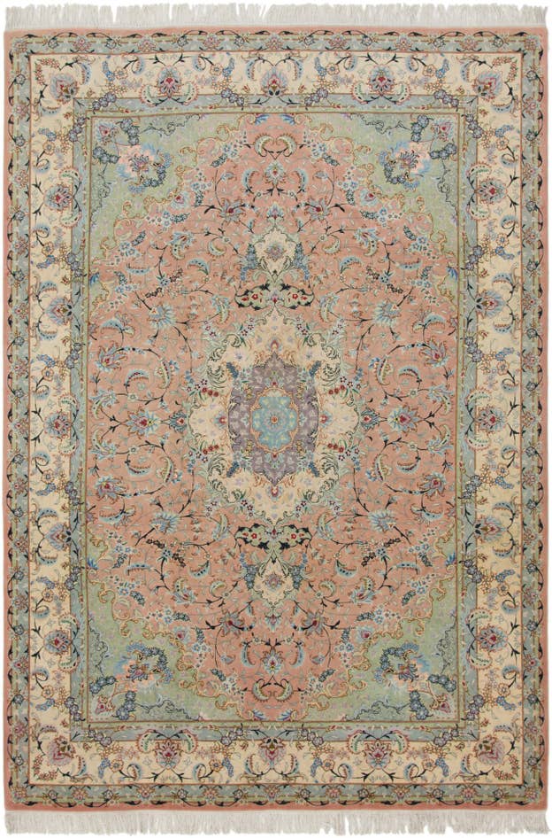 Detail image of 6' 6 x 9' 8 Hand Knotted Tabriz Persian Rug