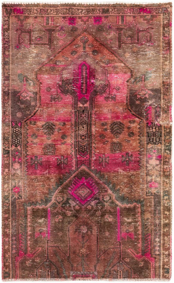 Detail image of 3' 3 x 5' 2 Hand Knotted Ultra Vintage Persian Wool Rug