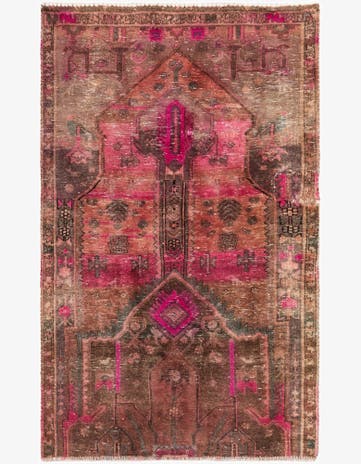 3' 3 x 5' 2 Hand Knotted Ultra Vintage Persian Wool Rug
