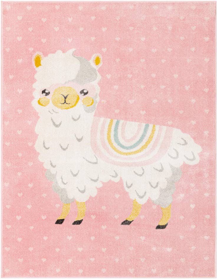 Detail image of 5' 3 x 8' Llama Whimsy Kids Rug