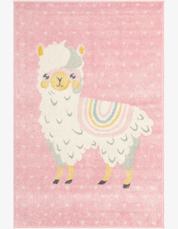 Pink Llama Whimsy Kids Rug