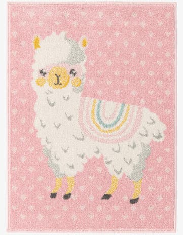 Pink Llama Whimsy Kids Rug