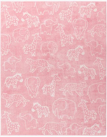Pink Animals Whimsy Kids Rug
