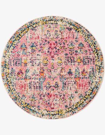 Pink Washable Alta Round Rug