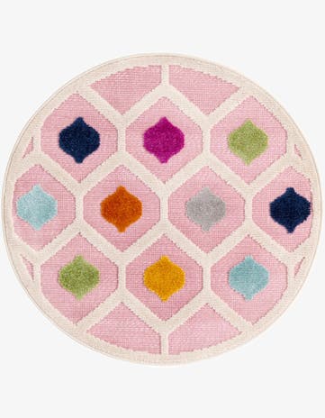 Pink Easy-Clean Aruba Indoor / Outdoor Round Rug
