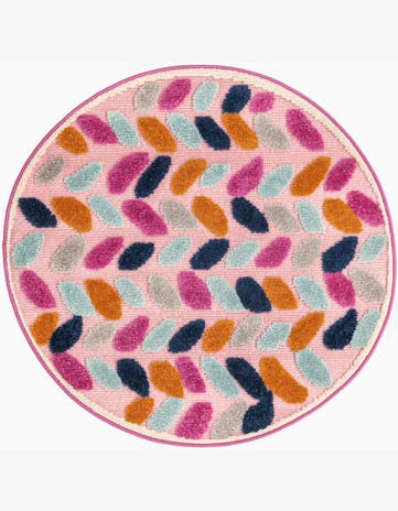 Pink Easy-Clean Aruba Indoor / Outdoor Round Rug